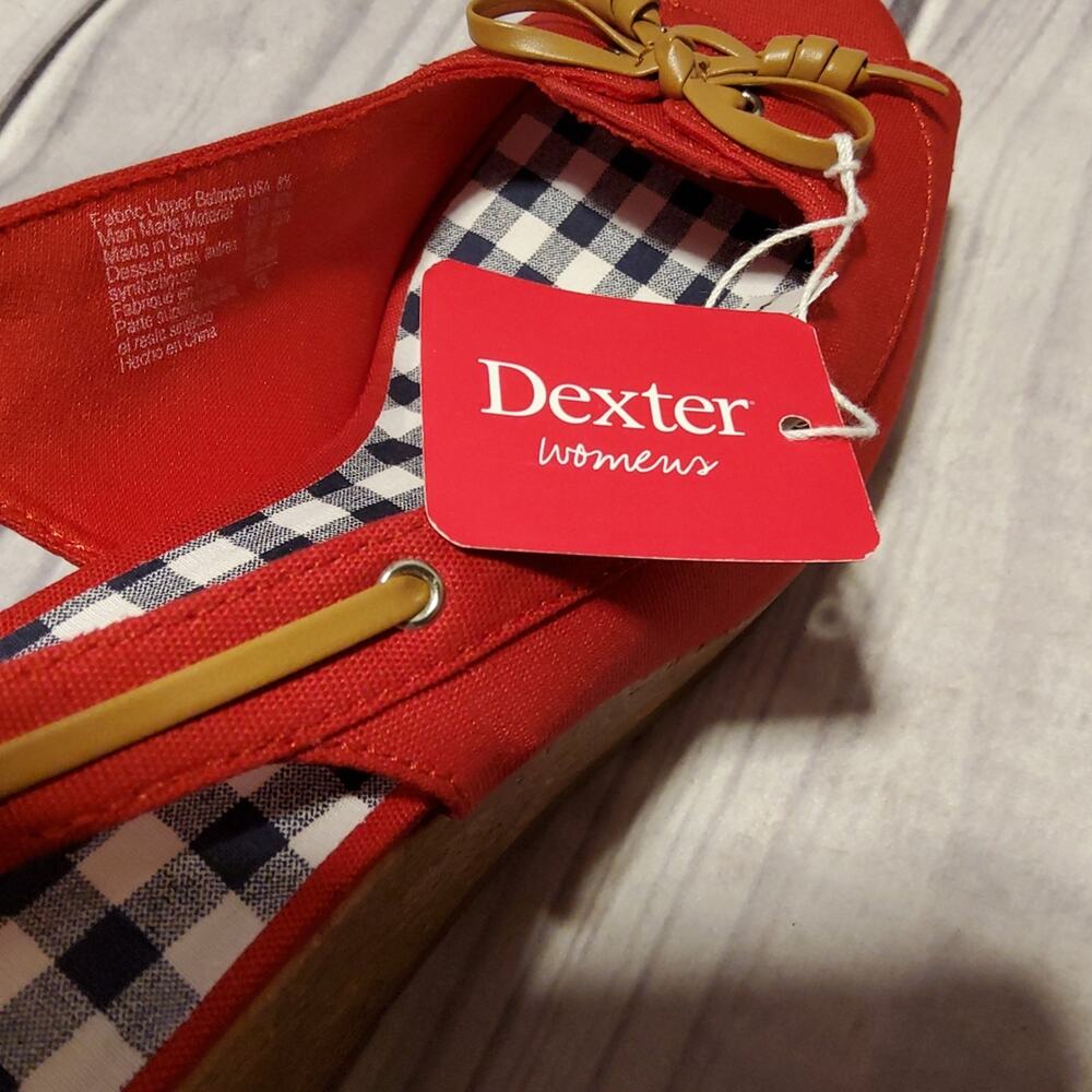 Dexter peep toe red Wedges 8.5 - Picture 4 of 8